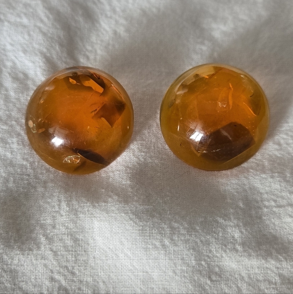 Vtg Amber Clip Ons Earrings